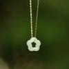 Chinese Style Flower Shaped Pendant Necklace Hollow Carved  Necklace Elegant   Birthday Gift