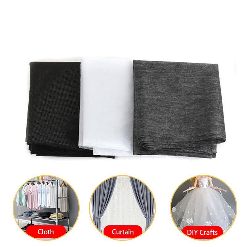 1/2M Non-Woven Fusible Interlining, Iron-On Adhesive Lining for Sewing, Single-Sided In White Black Grey for Patchwork