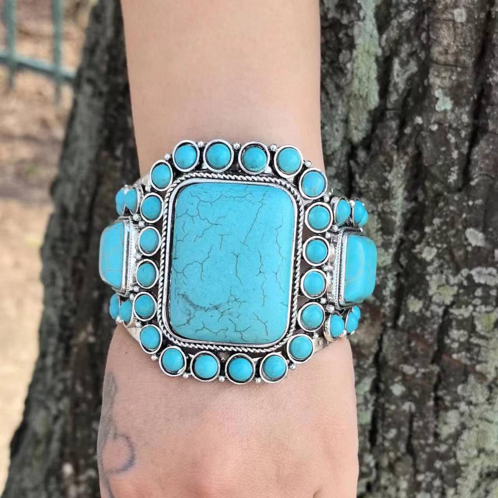 Etnische Stijl Boheemse Armband Turkoois Armband Gepersonaliseerd Retro Westerse Denim Overdreven