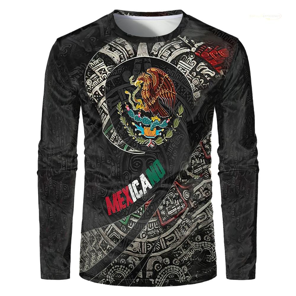Pattern Print T-shirt Spring Autumn Mexican Men Woman Long Sleeved T Shirt Fashion Harajuku Casual Sports Streetwear