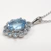 And My Jewelry Natural Blue Topaz Necklace Pendant Luxurious Antique Style Carat Car Cut [Your Box] - 3.0 14171/Oval [November Birthstone] [Gift