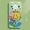 Green Background Smiley Face for Apple 16promax Phone Case for IPhone 15/14 New Cartoon 13 Glass Case