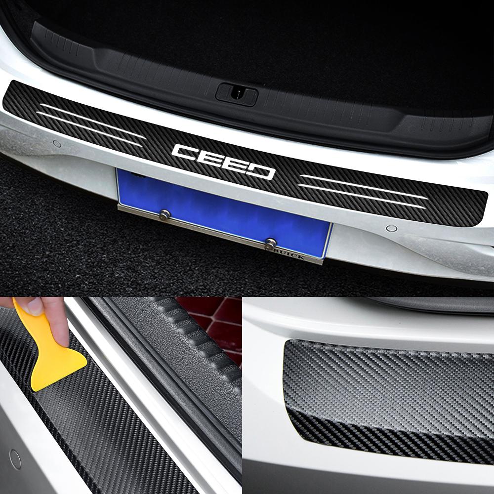 Carbon Fiber Car Trunk Rear Bumper Sticker Auto Accessories For Kia Rio PicantoPegas Sportage Sorento Ceed Soul Niro K1 K2 K3 K6