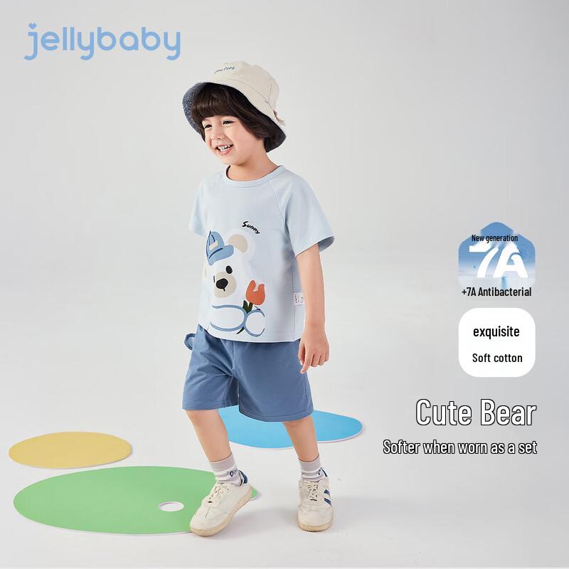 JELLYBABY Boys  Little Bear Cartoon Summer T-shirt & Shorts Set 110