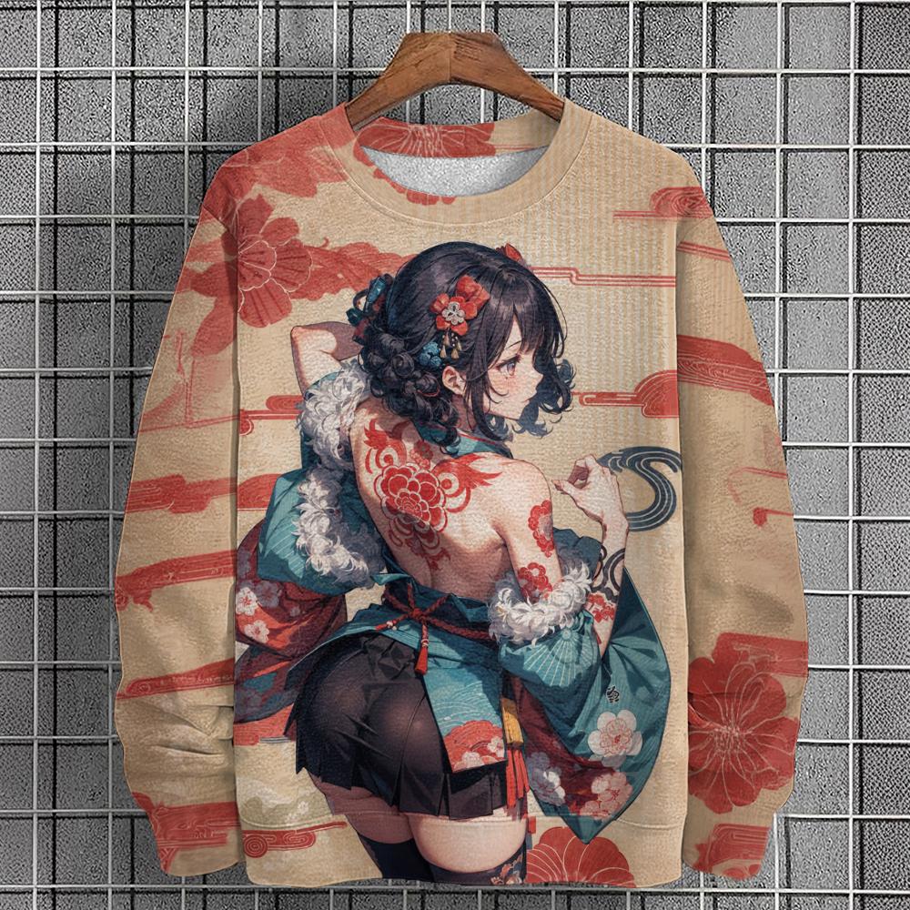 Hanorac pentru bărbați cu imprimeu cu caractere de anime Moda de toamnă Îmbrăcăminte pentru bărbați Top Hanorace casual pentru bărbați Tricou cu mânecă lungă Îmbrăcăminte de stradă