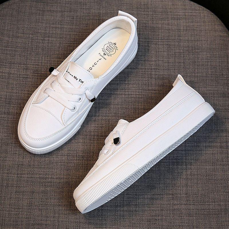 """Modne damskie białe skórzane sneakersy 2025""": Jesień Oddychające, Płytki Dekolt, Styl Koreański, Pasujące do wszystkiego, Idealne dla Studentów"