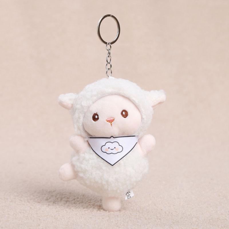 Candy Holder Pendant Plush Seated Sheep Keychain Pendant With Metal Ring Soft Cute Lamb Bag Charm Stuffed Accessory For Backpack