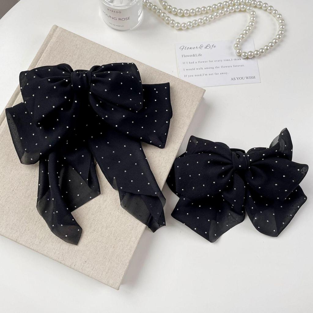 Elegant Korean Fairy Sequin Bow Hairpin - Multi-Layered Spring Clip for Women