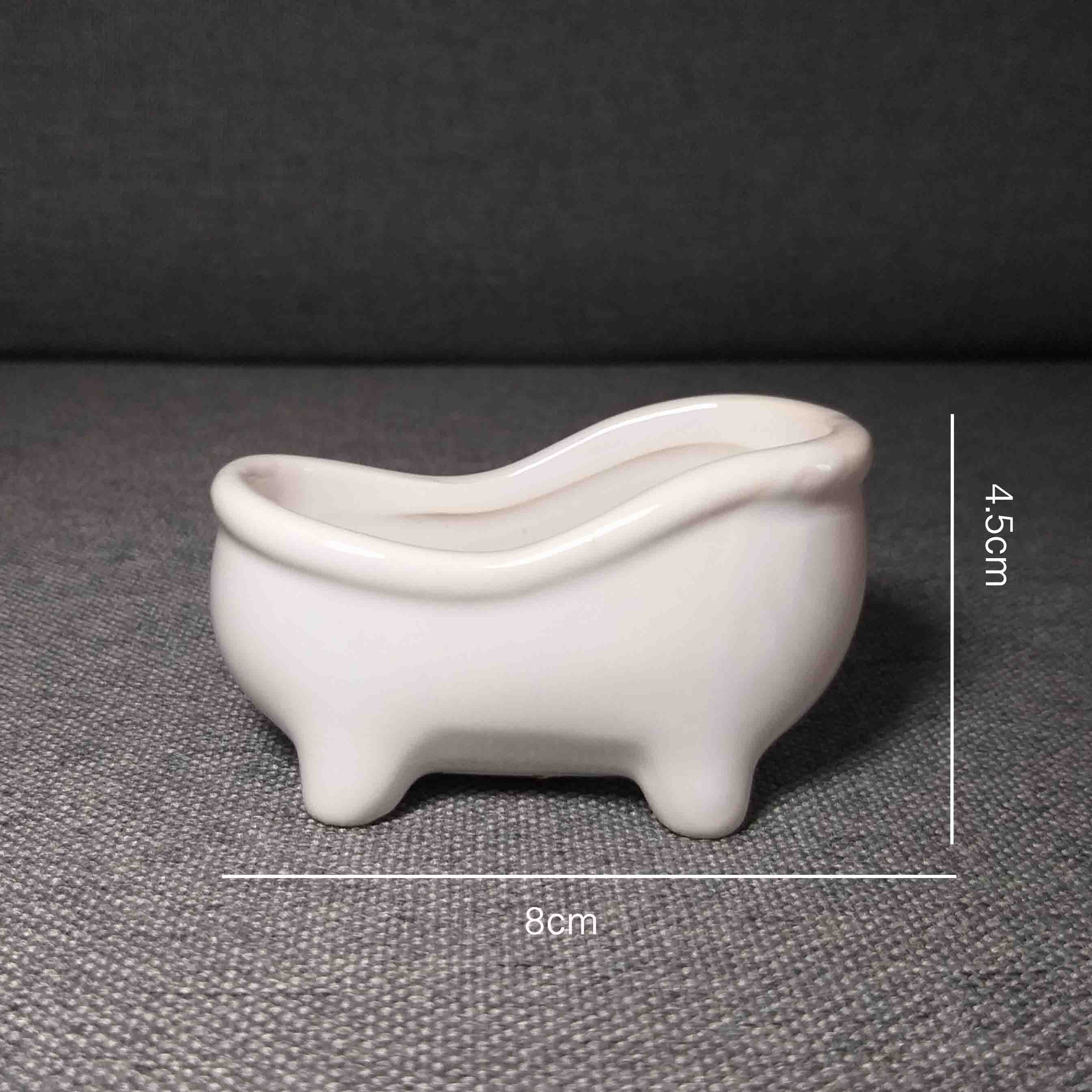 

Bathtub Shape Flower Pot Desktop Bonsai Gardening Potted Succulent Plant Pot Ceramic Art Vase Home Office Decor Garden Supplies