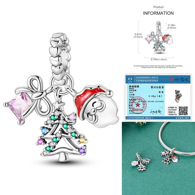 Christmas Charms Copper Elk Santa Claus Bead Snowflake Bell Snowman Charm Fit Original Bracelet Diy Jewelry