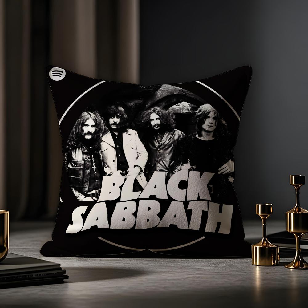 Black Sabbath Cushion Cover Anti-dustmite Pillowcase Invisible Zipper Silky Short Plush Sofa Cushion Cover