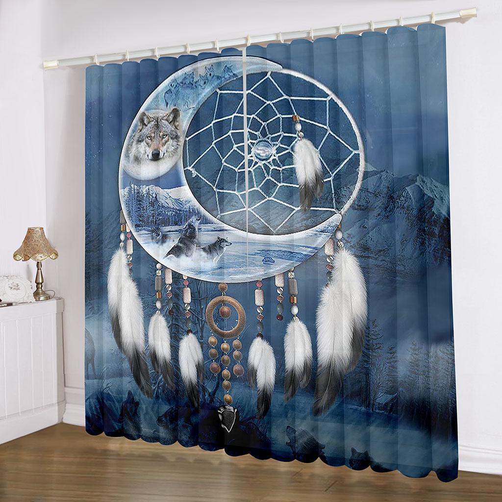 

2 шт. Фэнтези Дракон Тигр Лев Сова Пять Элементов Стиль Багуа Штанга Сумка Оконные Шторы Кухня Кафе Гостиная Спальня Сад W65X60H(cm)X2Pcs&Grommet Top