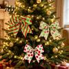Reusable Seasonal Party Supplies 2Pcs Christmas Polka Dot Bow Decor, European Style Ribbon Ornament for Tree Topper Decorations Gift Box Wreath,