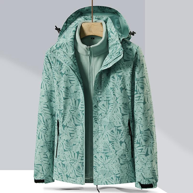 

Женский утолщенный комплект из двух частей с отстегивающимся верхом, камуфляжный, ветро- и водонепроницаемый, из поларфлиса, три в одном 2XL