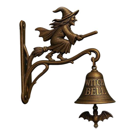 Halloween Witch Bell Vintage Metal Welcome Doorbell Shopkeeper Bell Home Office Entrance Door Wall Mount Decorative Bell