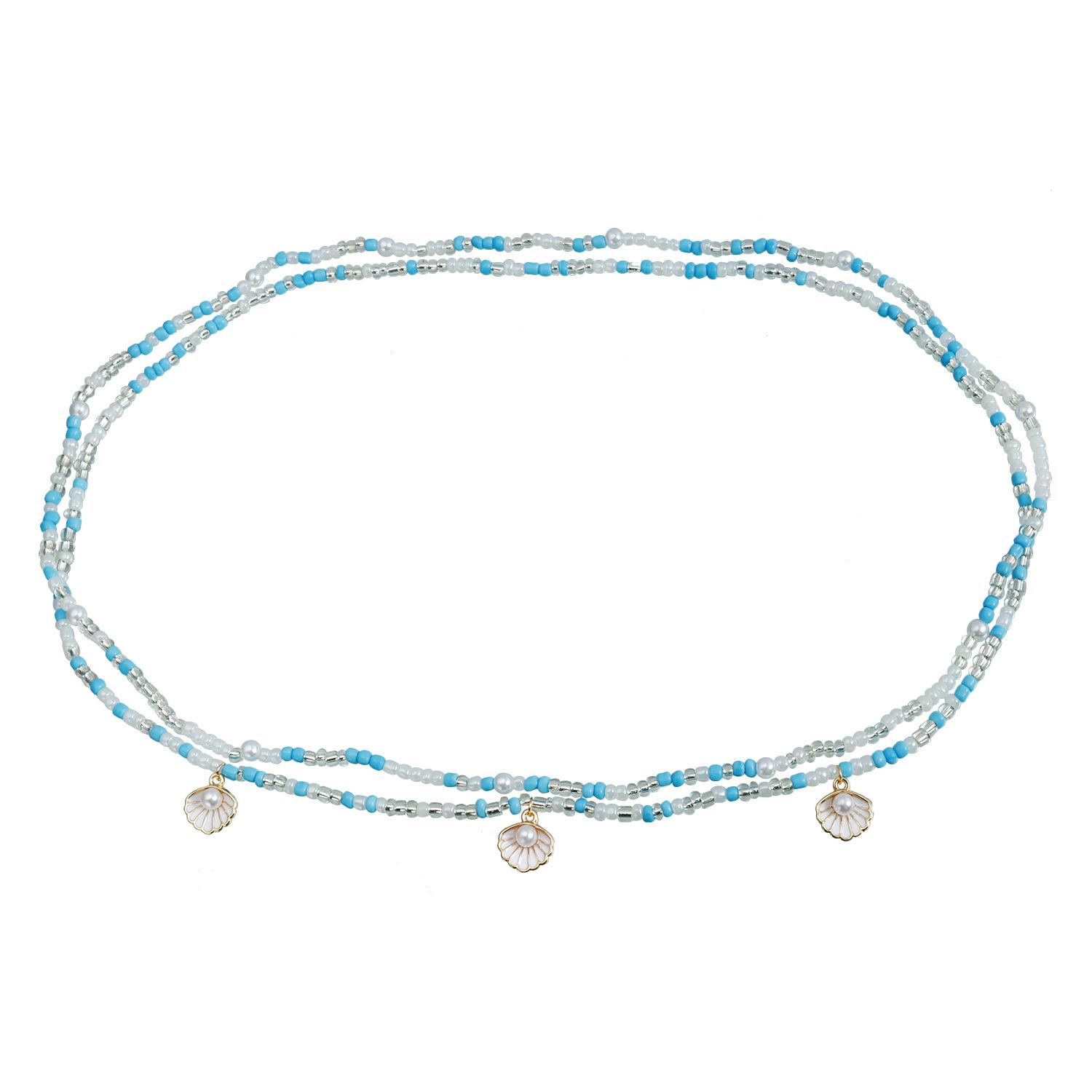 

European and American jewelry summer beach double-layer highlight pearl shell waist chain female sexy hot girl Body Chain