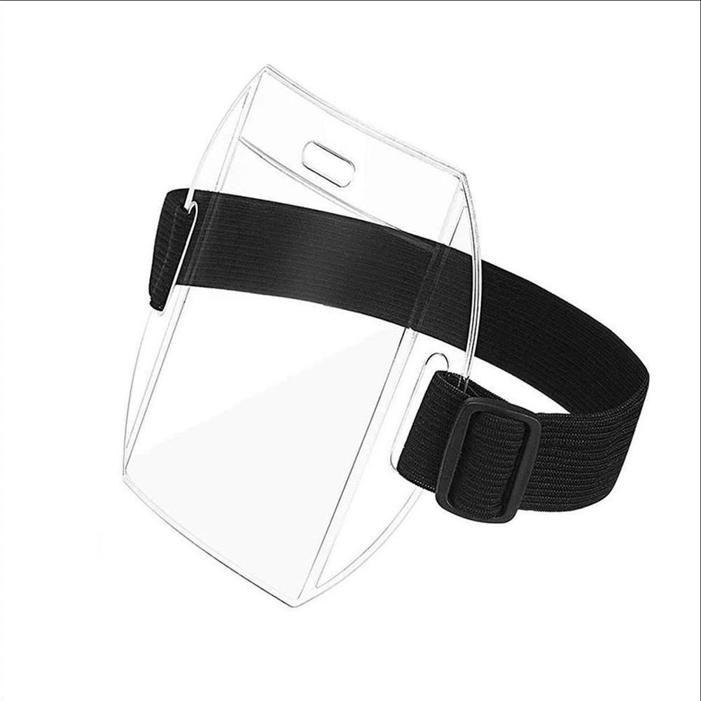 Elastic Arm Band ID Badge Holder PVC Plastic Card Holder Polyester Reflective Wristband ID Card Holder Arm Adjustable ID Badge
