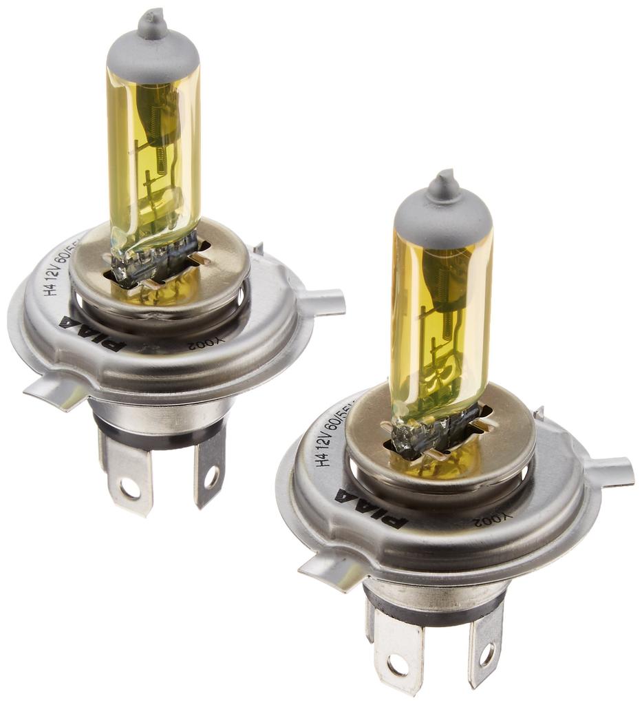 PIAA Car Halogen Bulb for H4 2500K Solar Vehicle Inspection Visible In and 12V To Warranty HY101 (Pia) Headlamps/Fog Lights, Yellow, Compliant,