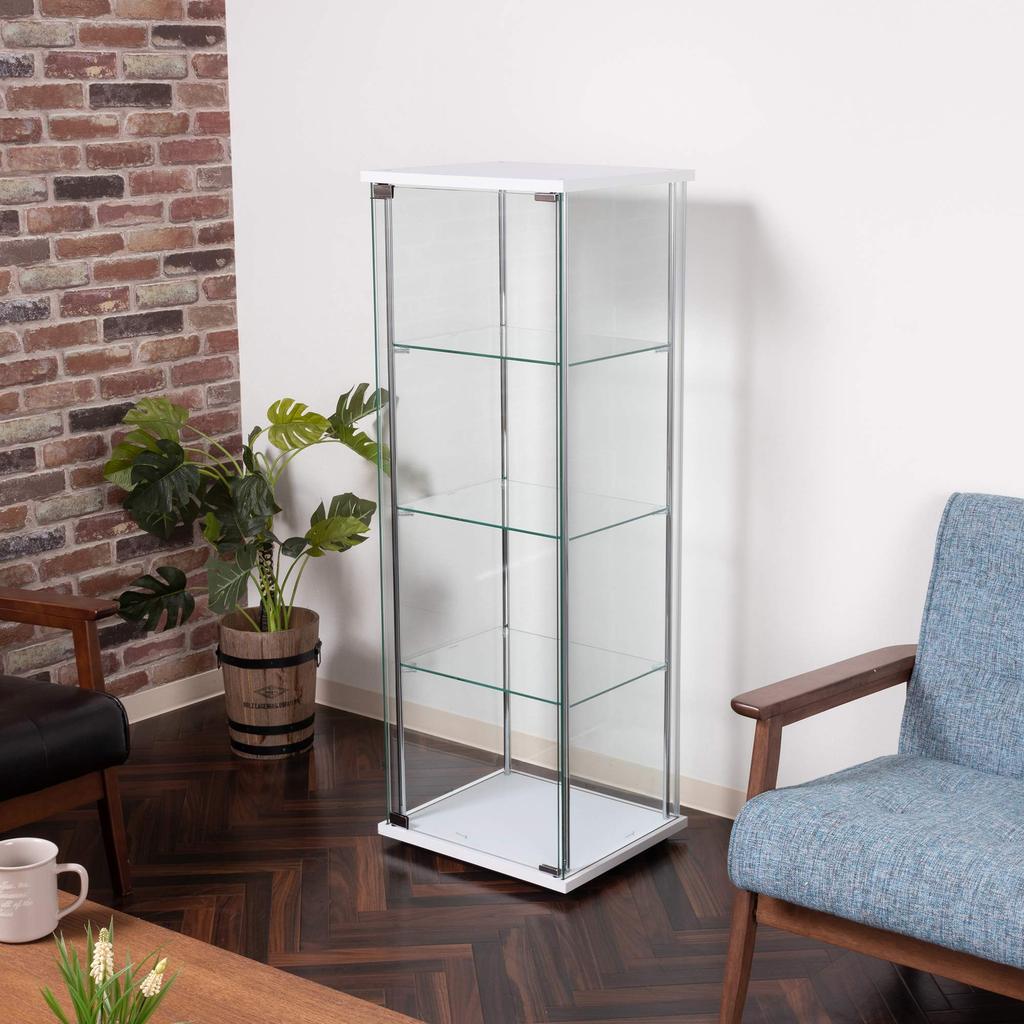Fuji Boeki Collection Case Figure Case 4 Tiers Width X Depth X Height 120cm White Full Glass Assembly Required Low Type 97341 42.5 36.5