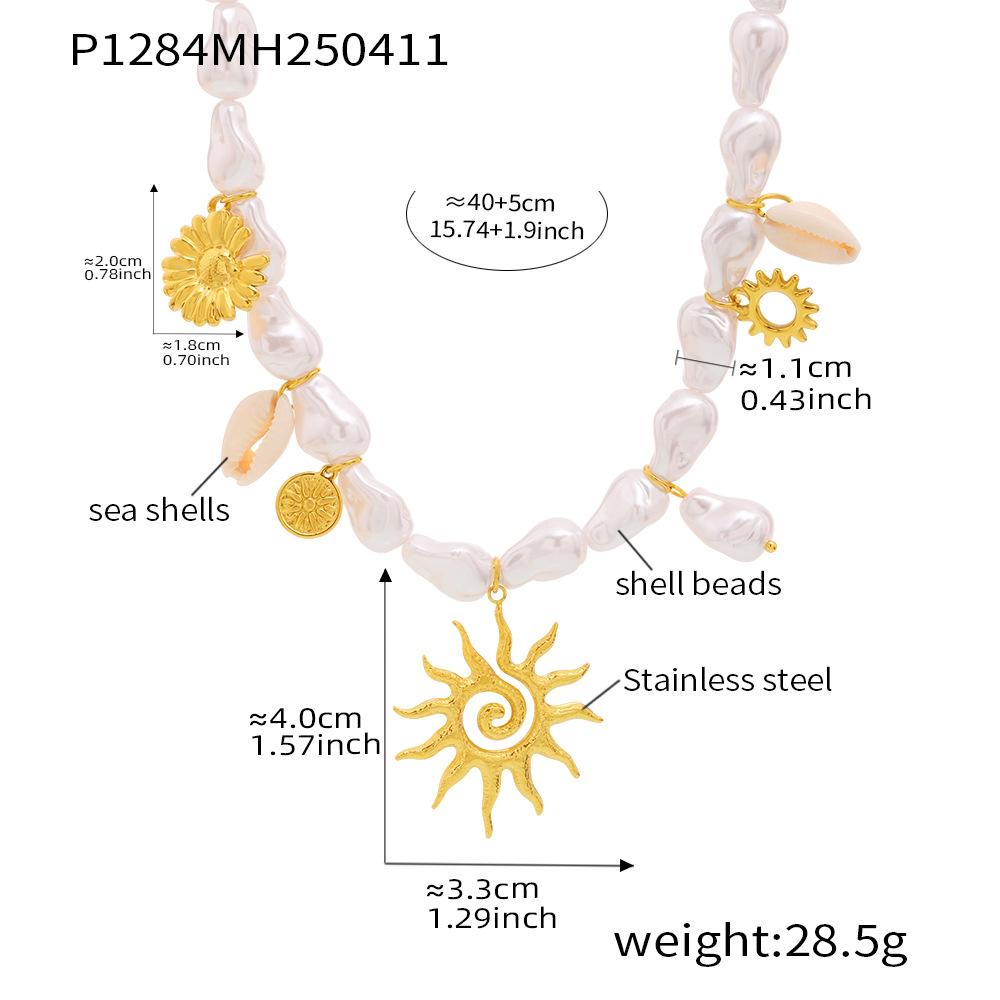 Ozean-Serie, Perle, Seestern, Mehrfach-Accessoire Schlüsselbein-Kette, Modisch, Leichter Luxus, Strand-Stil