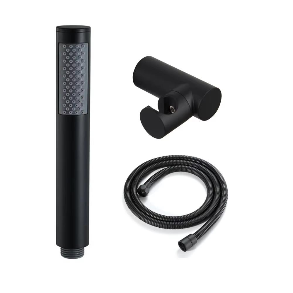 Brass Hand Held Shower Head With Extra Long Stainless Steel Hose and Bracket Holder (Black,Brass)