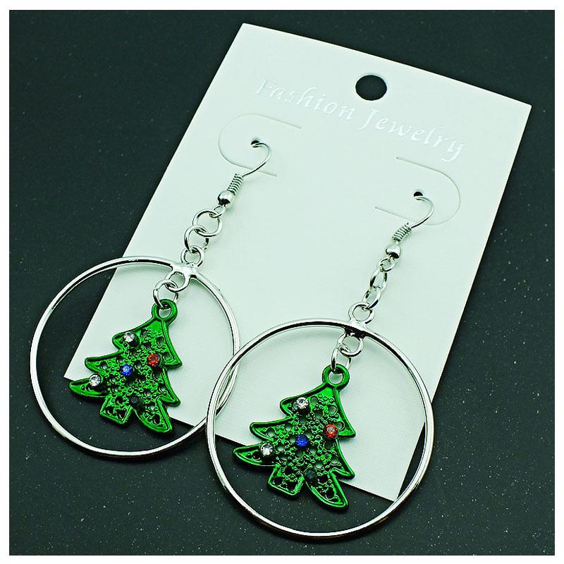European and American Fashion Rhinestone Christmas Tree Earrings