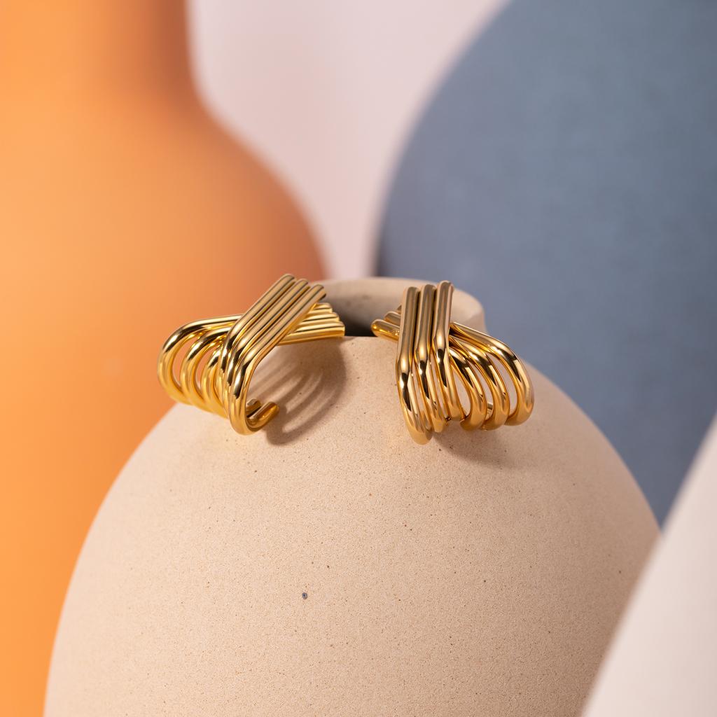 Yori Mode Minimalismus Edelstahl Einfache Linie X-förmige Ohrringe Junge Persönlichkeit Hochwertiger Schmuck Damen