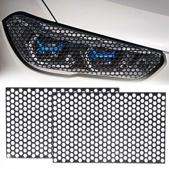 2x Car Taillight Cover Sticker Black Honeycomb Tail-lamp Decal Trim Accessories