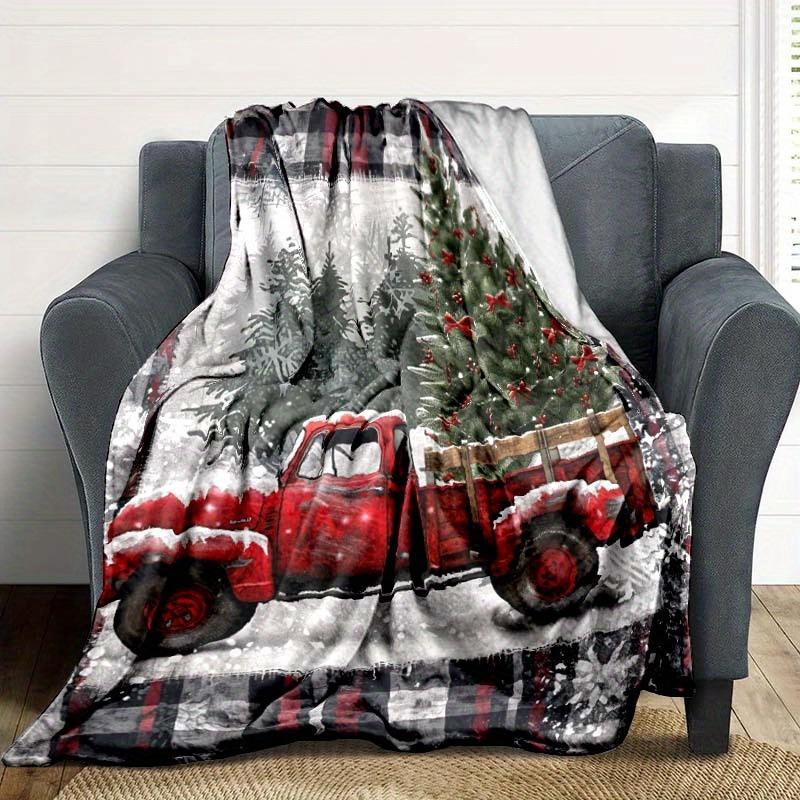 Winter Snow Truck Christmas Blanket Blanket Decoration Soft Comfortable Flannel Blanket Sofa Bed Decoration Blanket