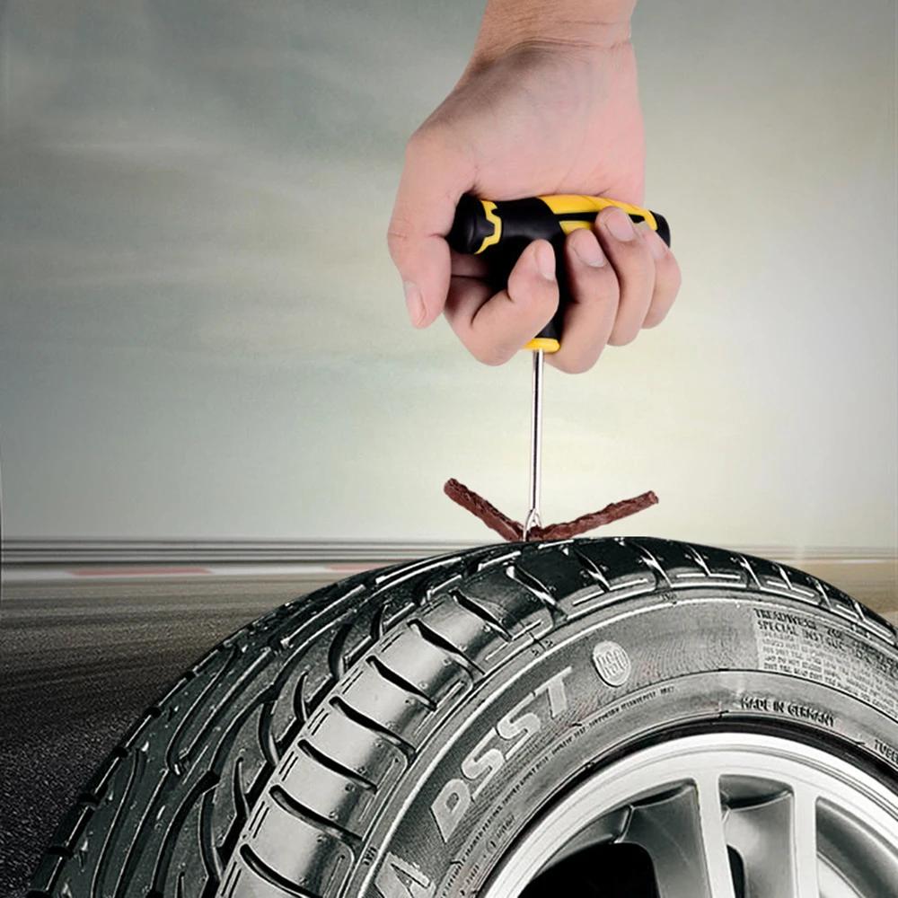 Tubeless Tire Repair Kit with Rubber Plugs – Car & Motorcycle Puncture Fix Tool, Uses for Roadside Emergency & DIY Maintenance