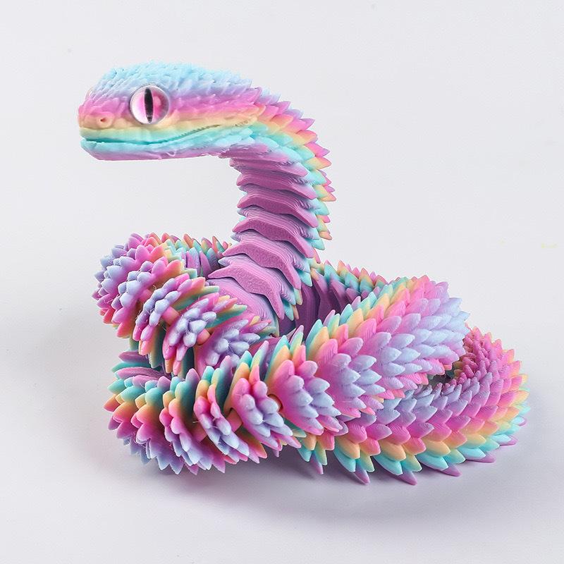 Articulated Snake Figure, 3D Printed Realistic Movable Fidget Toy for Year of Snake Desk Decor - Simulation Animal Model Gi