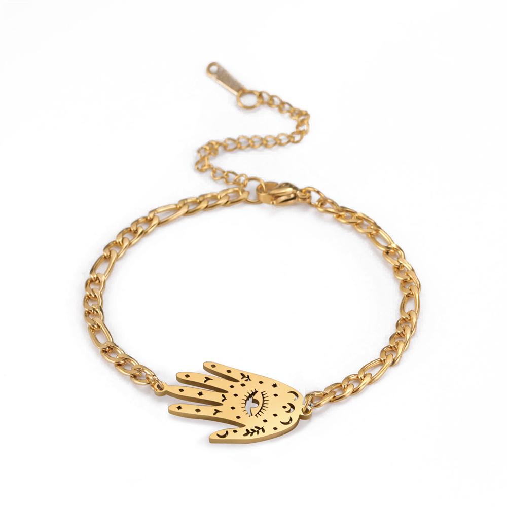Náramek s přívěskem Hamsa Ruka Fatimy Nerezová ocel Amulet Náramky se zlým okem pro ženy Muže Šperky pro štěstí a ochranu