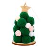 Plush Christmas Tree Ornament, Cute Pom Pom Balls Tree-Shaped Hanging Pendant with Star Tree Topper for Tree Wreath Home Party Decoration