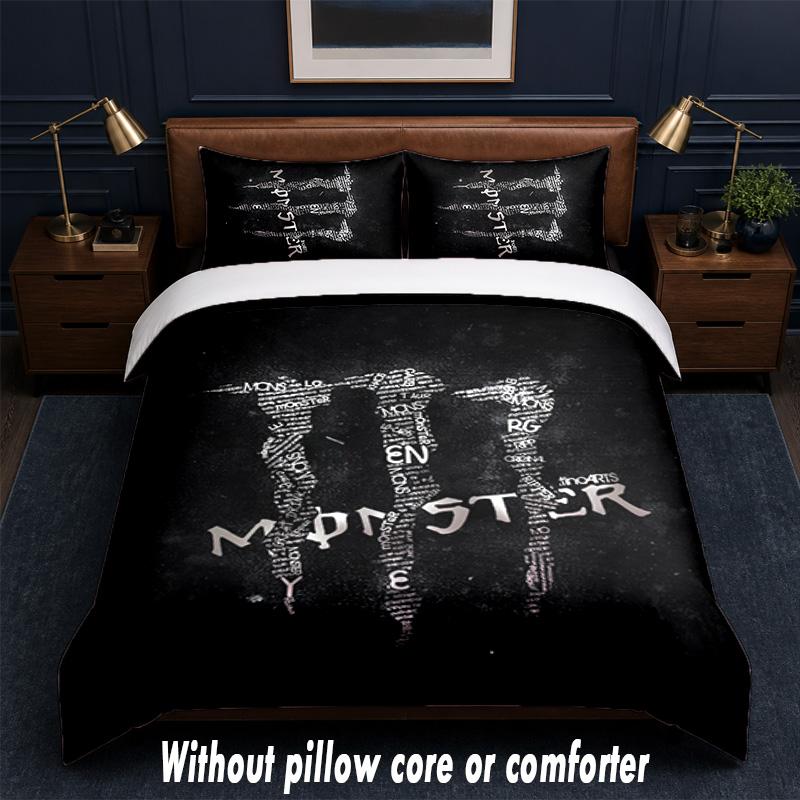 Set Biancheria da Letto Design Monster Energy 1 Copripiumino + 2 Federe Morbido Traspirante Biancheria da Letto per la Casa