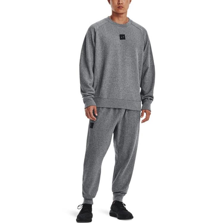 Under Armour Solid Color Logo Sports Casual Crew Neck Sweatshirt Men sweatshirt Gray 1373877-001