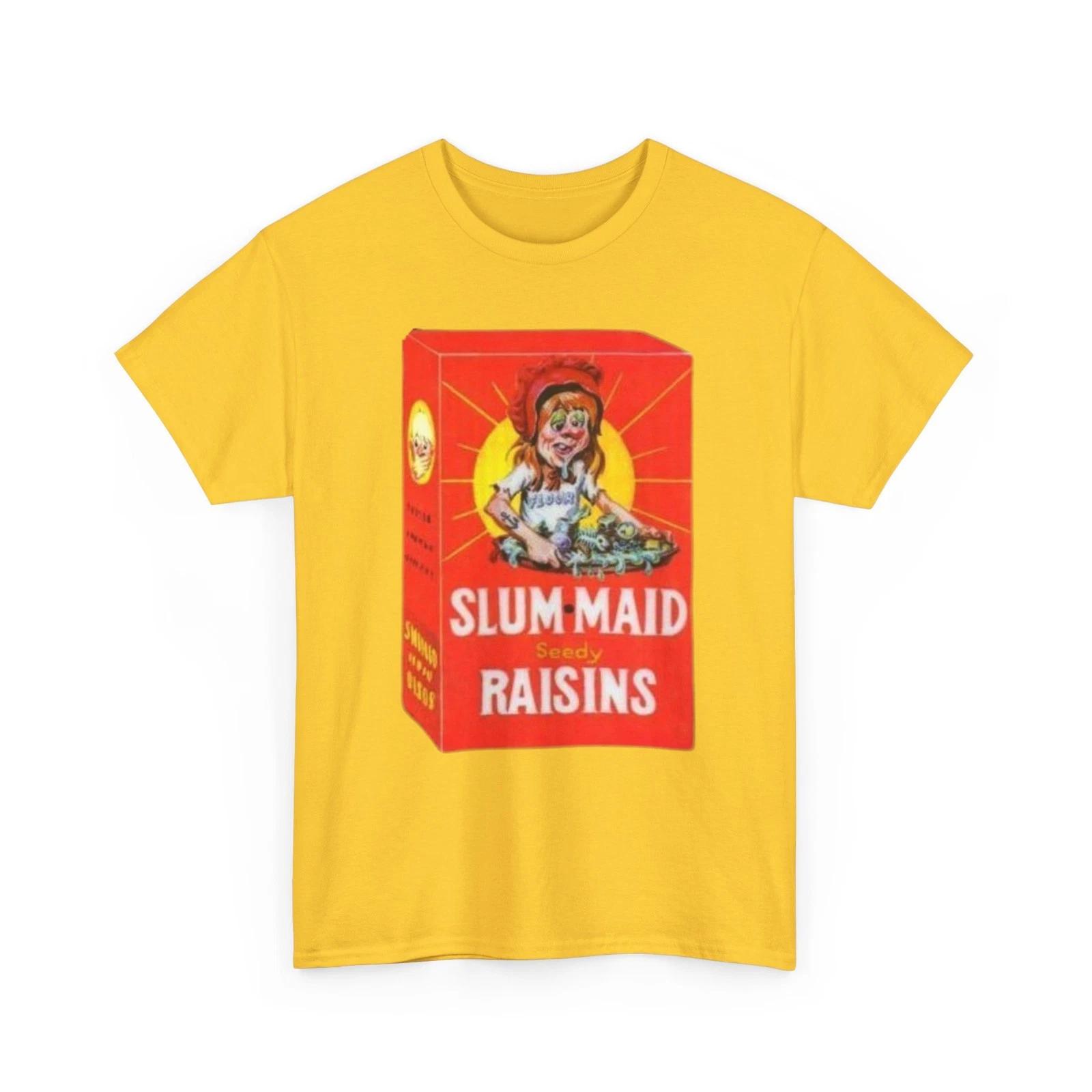 Wacky Packages Slum-Maid Raisins Printed T shirt Funny Sun-Maid Parody S