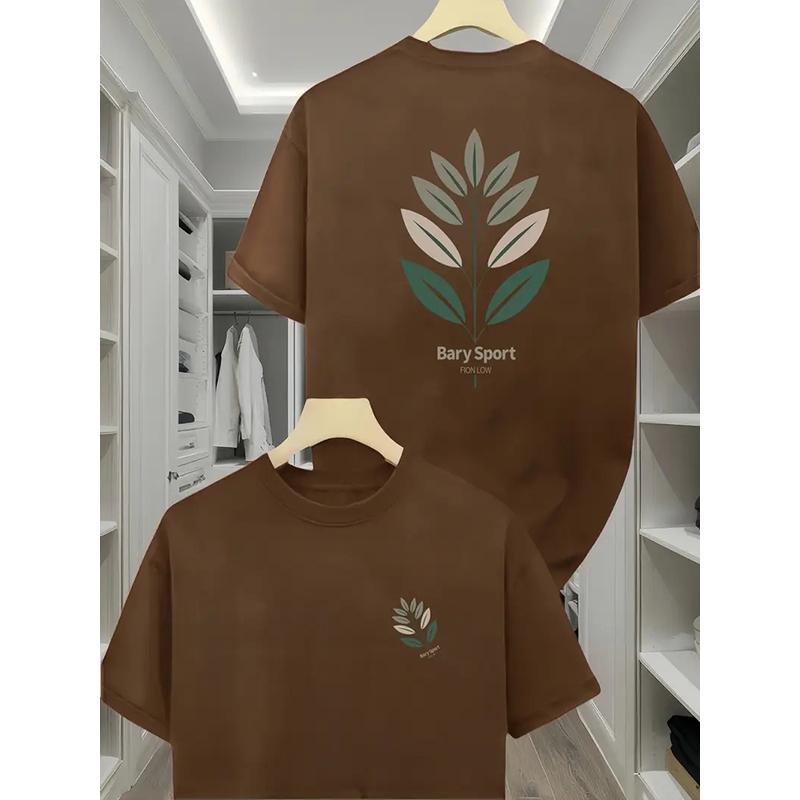 New Summer Men's Fashion T-shirt Personality Leaf Printed Men's T-shirt Top