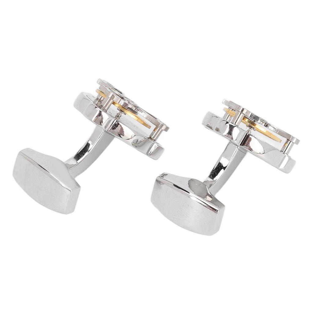 Movement Cufflinks Retro French Style Electroplating Process High Polishing Silver Brass