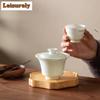 111ml Thin Tires Horseshoe Gaiwan Aesthetic Anti-scald Tea Tureen Tea Bowl With Lid Kit Tea Brewing Cover Bowl Teaset Decoration