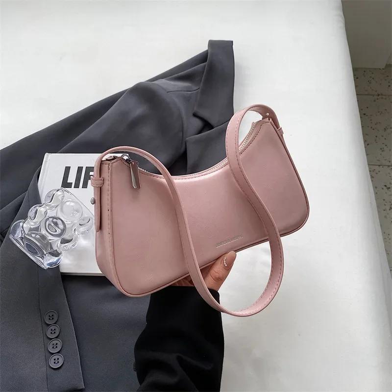 Small Cute Underarm Shoulder Bags for Women 2026 Trend Design Leather Handbags and Purses Y2K Silver Red Hand Bag Women Bag