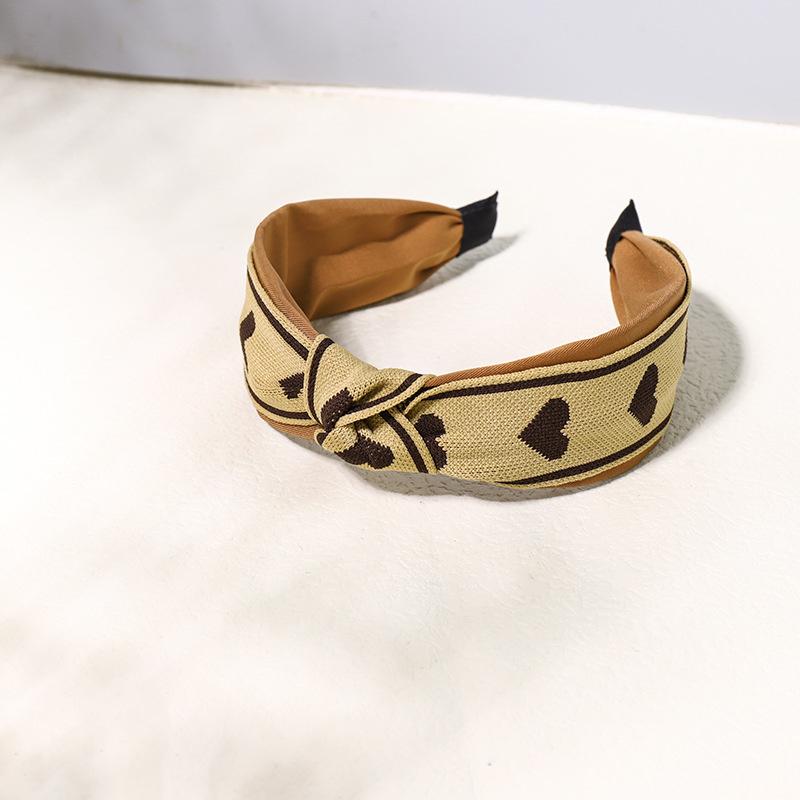 Vintage Print Wool Satin Patchwork Headband for Women Ladies Shopping Party Photograph Hair Hoop Accessories