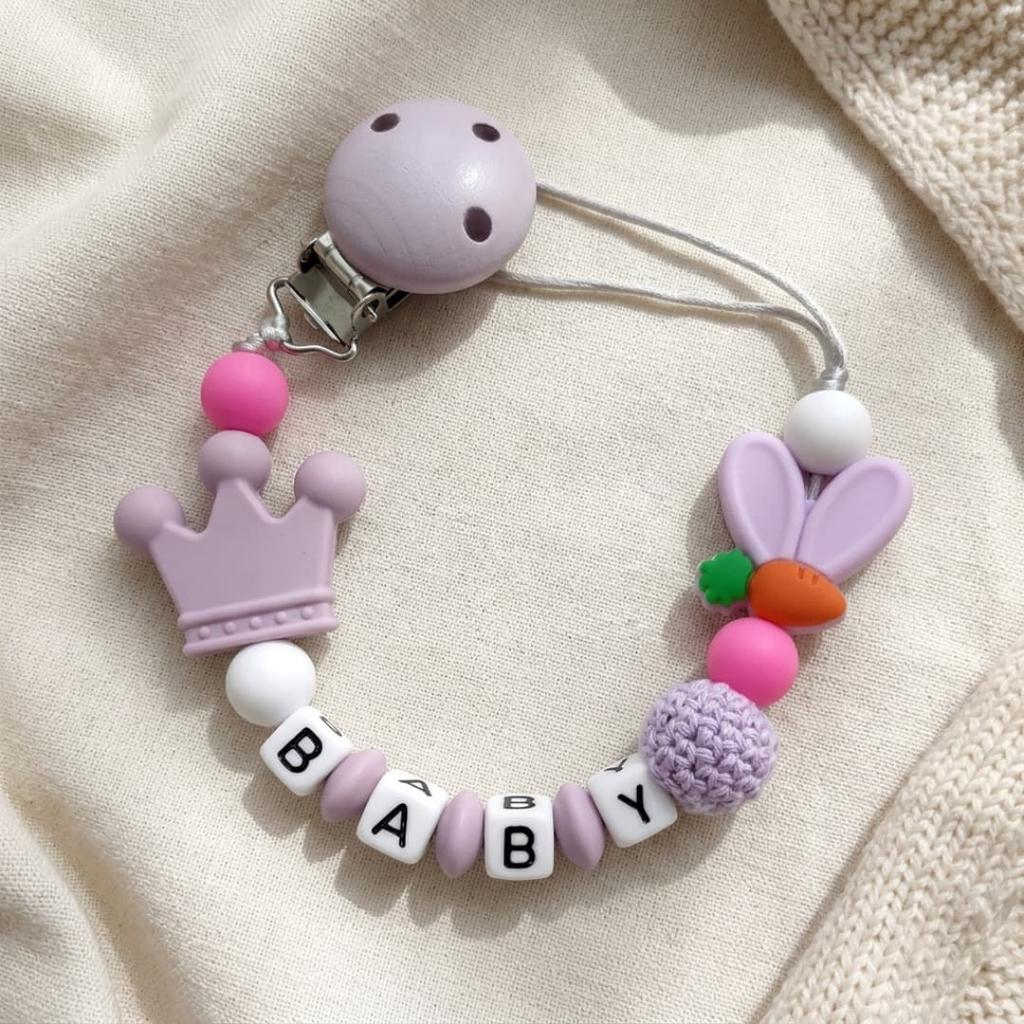 Custom Baby Name Pacifier Clip BPA Free Food Grade Silicone Teether Blue Crown Hedgehog Dummy Chain Soother Leash Toddler Gift