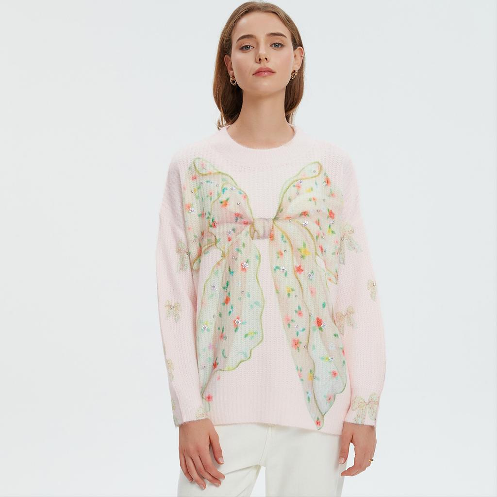 DIMANAF 2025 Women Colorful Sweaters Knitting Basic Fashion O-Neck Style Loose Pullover Sweater