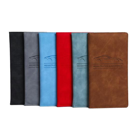 Car Registration Card Holder Multi-Pocket Insurance Card Holder Slim Faux Leather Bifold Wallet Document Organizer