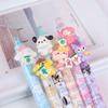 36pcs New Cute Hello Kitty Cartoon Wealth Family Series Resin Patch Press Pen Cartoon Kuromi St Head Signature Pen 0.5mm Black