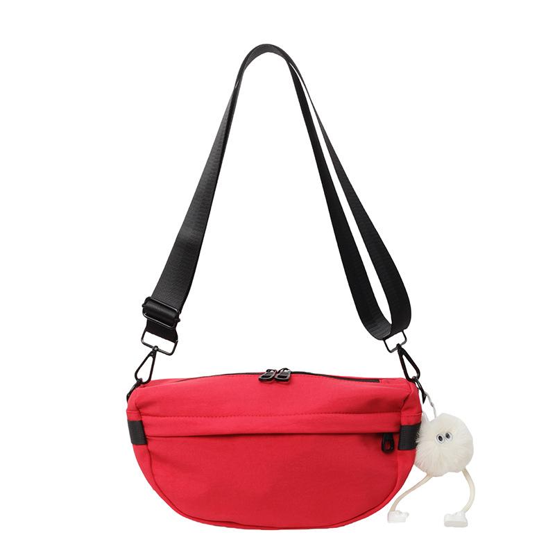 Casual Cloth Bag Small Bag Travel Messenger Bag New Trendy Fashion Versatile Shoulder Bag Women's Solid Color Dumpling Bag