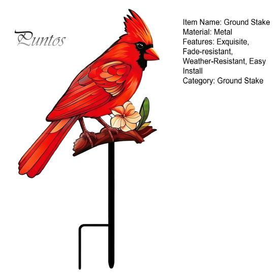 Elegant Yard Decoration Posts Metal Bird Garden Stake Decor, Weather Resistant Printed Flat Art Ornament, Rustproof Planter Non-fading Pot Insert for