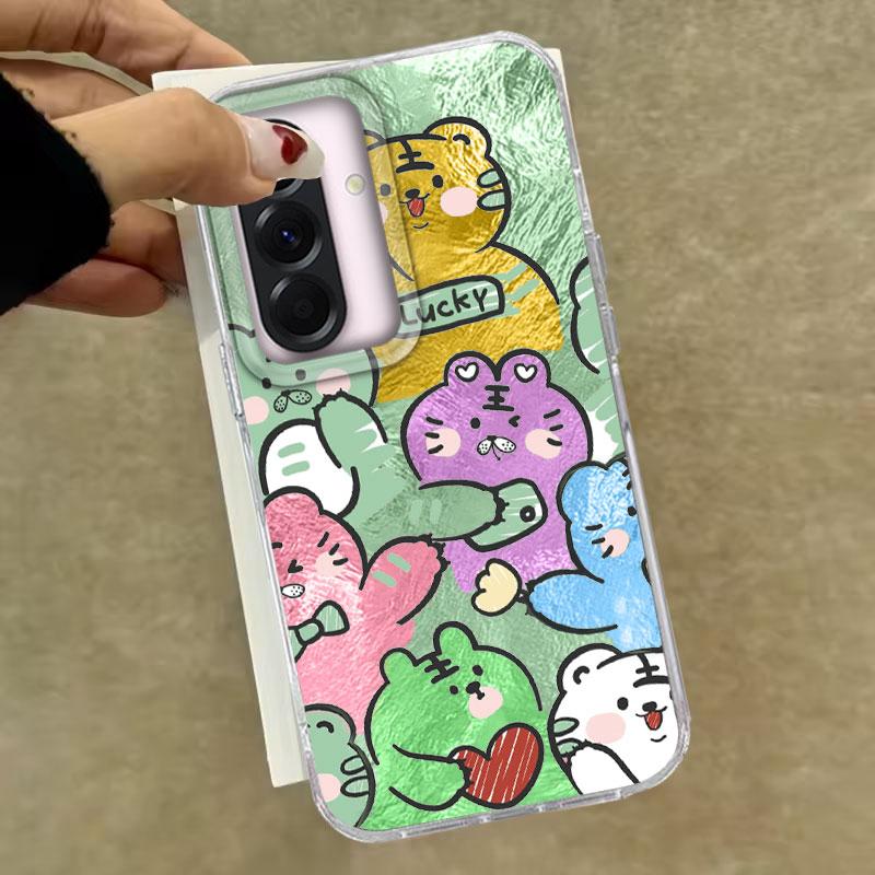 Case For For Samsung Galaxy A56 A36 A16 A25 A35 A26 S25 S24 Plus Ultra FE Phone Cover Orange Cat Cartoon For Samsung A55 TPU Bag