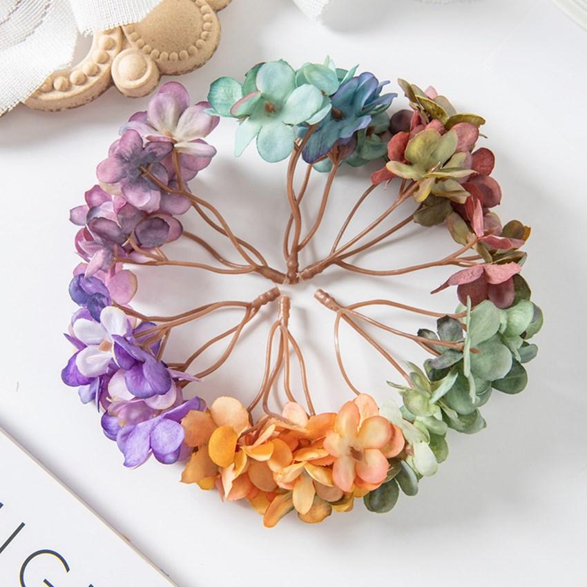 10PCS Silk Hydrangea Heads Artificial Flowers for Home Wedding Decor Candy Box Garlands Handmade Flower Arrangement Accessories