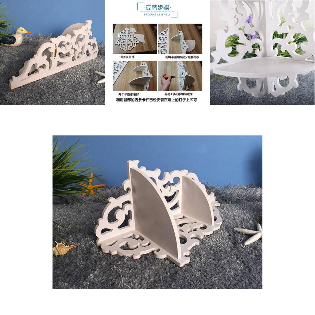 Scaffale angolare bianco da parete con finitura impermeabile per l'organizzazione di camera da letto e corridoio